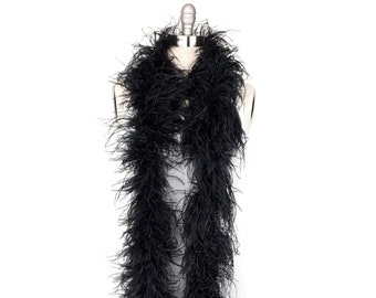 3Ply Black Ostrich Feather Boa For Fashion & Accessory Design, Cosplay, Halloween Costume, Burlesque Dance Stage Performance ZUCKER®