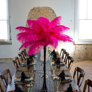 SHOCKINGPINK Ostrich Feather Centerpiece Set BLACK Eiffel Tower Vase For Great Gatsby Party, Special Event & Wedding Reception Decor ZUCKER® image 1