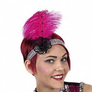 Pink and Silver Flapper Great Gatsby Roaring 20&#39;s Feather Headband, Halloween Costume, Feather Fascinator & Fashion Accessory ZUCKER®