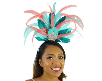 Tropical Muse Feather Costume Headband for Carnival & Samba - ZUCKER® Feather Place Original Designs - Unique Fantasy Costume Dance Wear