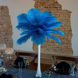 TURQUOISE Ostrich Feather Centerpiece Set WHITE Eiffel Tower Vase For Great Gatsby Party, Special Event & Wedding Reception Decor ZUCKER® image 1