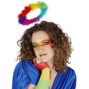 Rainbow Marabou Feather Angel Costume Halo, Angel Halo, PRIDE Halo, Halloween or Holiday Costume ZUCKER®