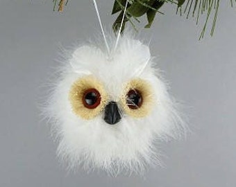 Decorative White Owl Feather Ornament - Christmas Owl Ornament OWL5.5--W ZUCKER®