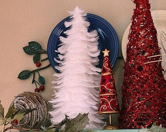 18" Decorative White Christmas Tree - White Feather Trees for Holiday Event & Winter Wonderland Home, White Wedding Decor ZUCKER®
