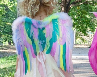 Pastel Costume Feather Angel Wings, Angel Wing for Adults Teens & Children, Halloween Costume Accessory, Cosplay Feather Wings ZUCKER®