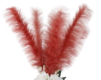 Faux Ostrich Feather Stems, Pink Fake Ostrich Feathers, Faux Pampas Grass and Feathers for Centerpieces, Home & Party Decor ZUCKER®