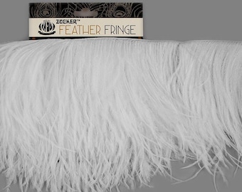 2PLY Ostrich Feather Fringe White 2yd bolt For Bridal & Fashion Design, Special Events Decor, Carnival Costume, Cosplay, Millinery ZUCKER®