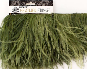 2PLY Ostrich Feather Fringe Olive 2yd bolt For Bridal & Fashion Design, Special Events Decor, Carnival Costume, Cosplay, Millinery ZUCKER®