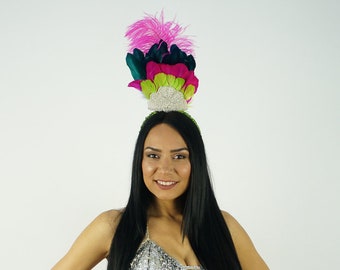 Tropical Punch Carnival & Samba Feather Costume Headband - ZUCKER® Feather Place Original Designs - Unique Fantasy Costume Dance Wear