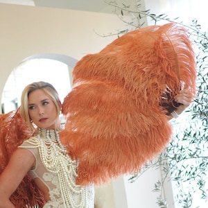 Large Cinnamon Ostrich Feather Fan For Stage & Theater, Burlesque Fan Dance, Showgirl Costume, Boudoir, Editorial Photoshoots ZUCKER®