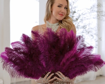 Very Berry Ostrich Floss Feather Fan For Burlesque Fan Dance, Showgirl Costume, Boudoir Photoshoots & Halloween Accessories ZUCKER®