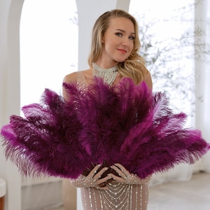 Very Berry Ostrich Floss Feather Fan For Burlesque Fan Dance, Showgirl Costume, Boudoir Photoshoots & Halloween Accessories ZUCKER®