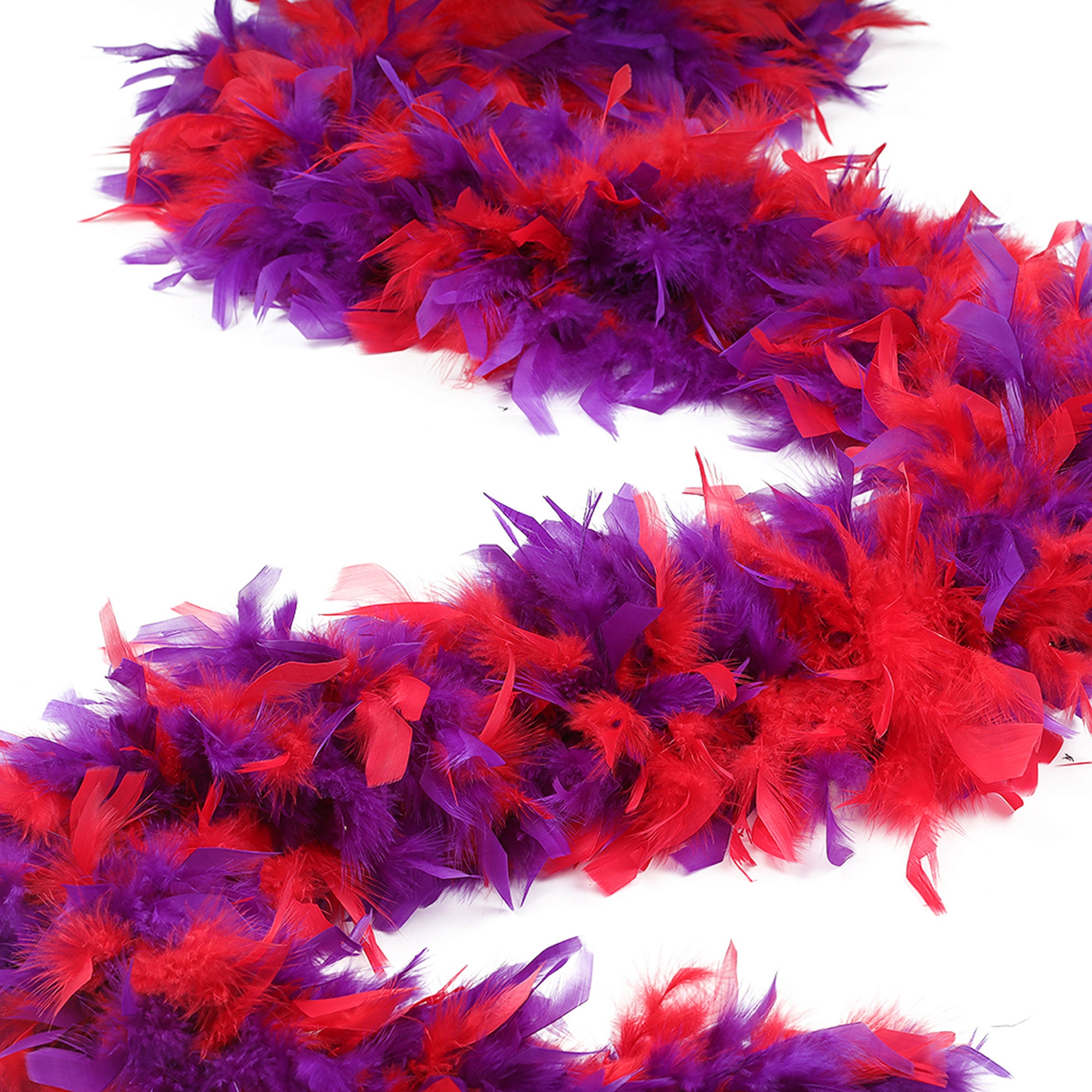 120 Gram Chandelle Feather Boas Red and Purple Mix 2 Yards For Red Hat