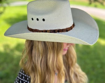 Hawaiian Feather Lei, Hat Band Lei Hulu Humu Papa, White, Dyed