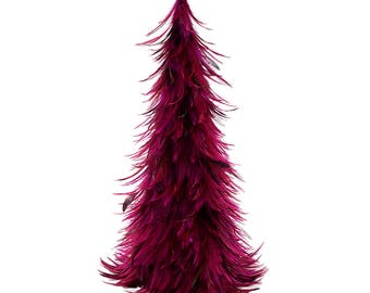 Festive Decorative Holiday Feather Tree - Unique Holiday & Christmas Decor -Hackle Feather Tree 24" - Shocking Pink ZUCKER®