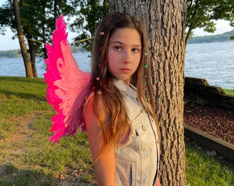 Pink Cherub Costume Feather Angel Wings, Angel Wings for Adults Teens & Children, Halloween Costume Accessory, Cosplay Feather Wings ZUCKER®