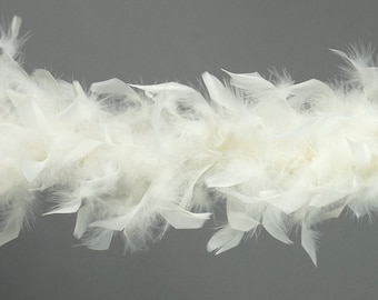 40 Gram Chandelle Feather Boa IVORY 2 Yards For Party Favors, Kids Crafting & Dress Up, Dancing, Wedding, Halloween, Costume ZUCKER®