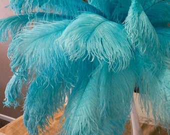Plumas de avestruz 17-20" Turquesa claro, de 25 piezas, avestruz penachos, Carnaval de Samba, avestruz de color gris, del carnaval