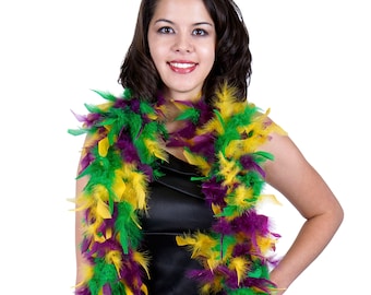 60 Gram Chandelle Feather Boa Mardi Gras Mix 2 Yards For Party Favors, Kids Craft, Dress Up, Dance, Halloween, Costume and Carnival Zucker®