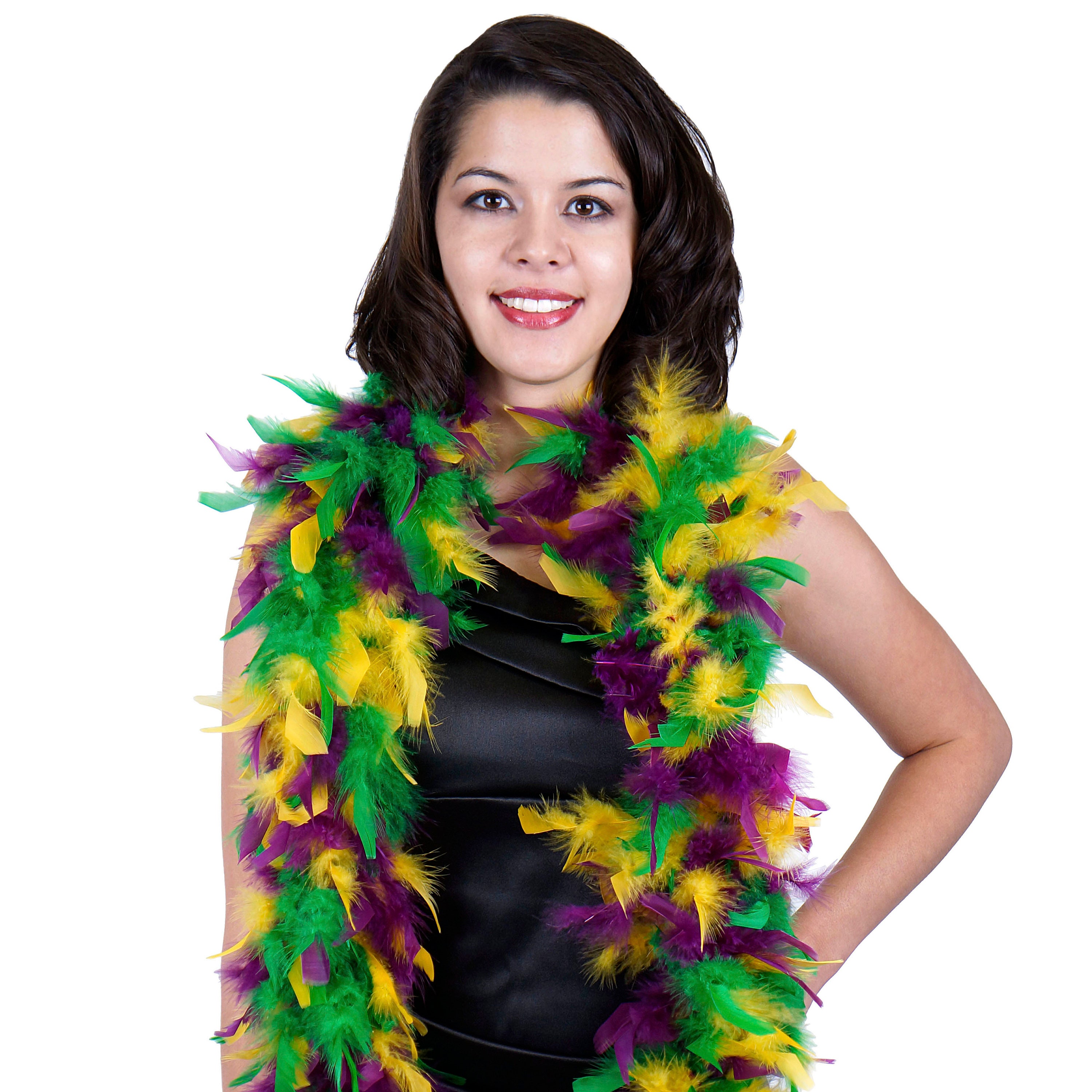 60 Gram Chandelle Feather Boa Mardi Gras Mix 2 Yards For Party Favors