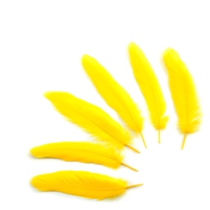 Goose Satinette Feathers, 4-6&quot; Yellow Loose Goose Feathers, Small Feathers, Art and Craft Supplies ZUCKER®