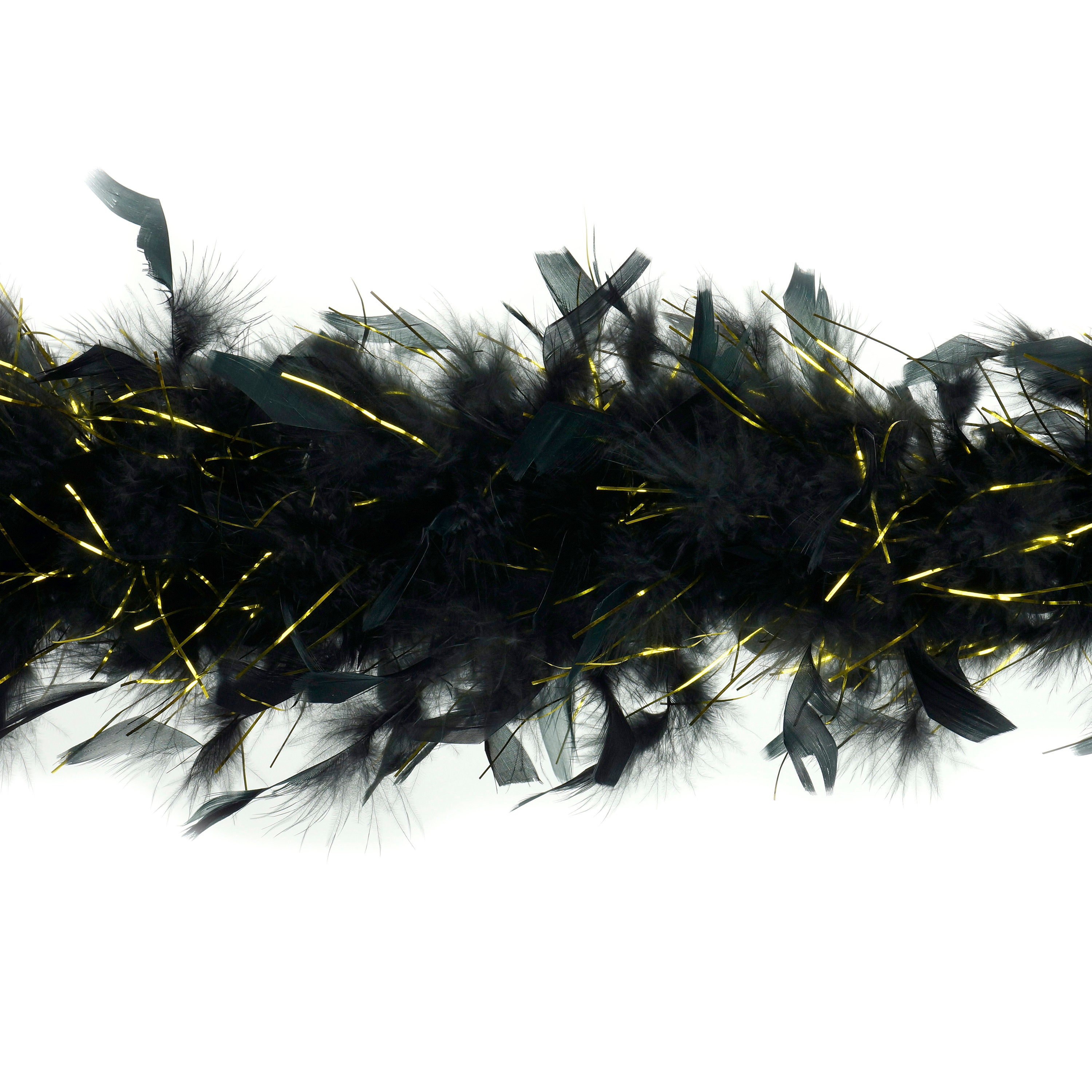 60 Gram Chandelle Feather Boa Black and Gold Lurex 2 Yards For Party