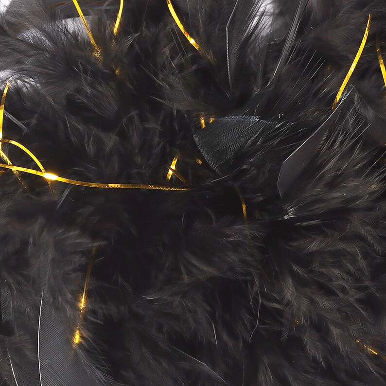 BLACK/GOLD Chandelle Feather Boas Heavy Weight W/lurex Etsy