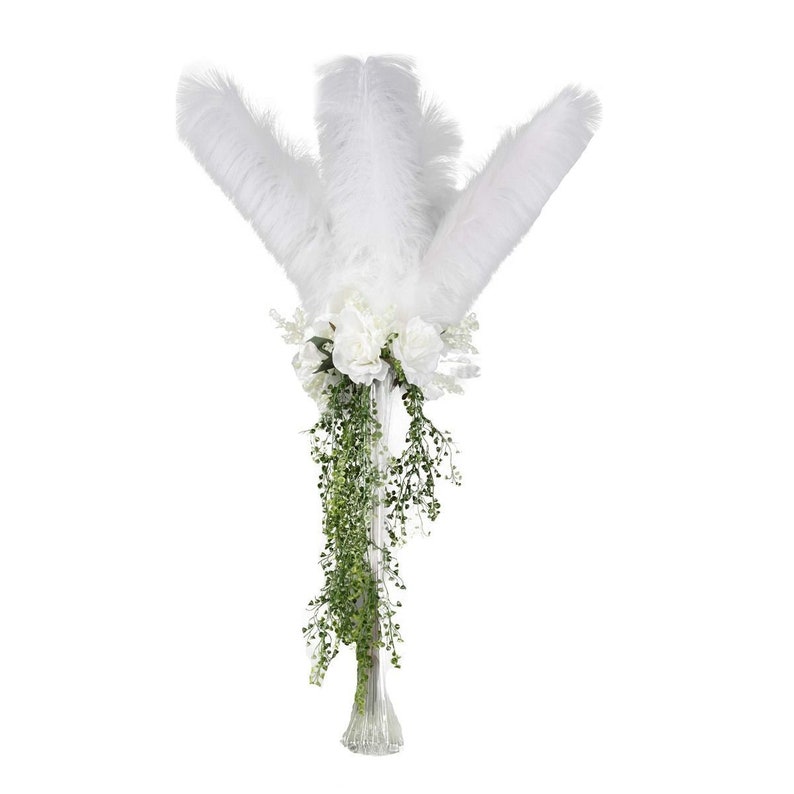 Faux Ostrich Feather Stems White Large Fake Ostrich Feathers Etsy