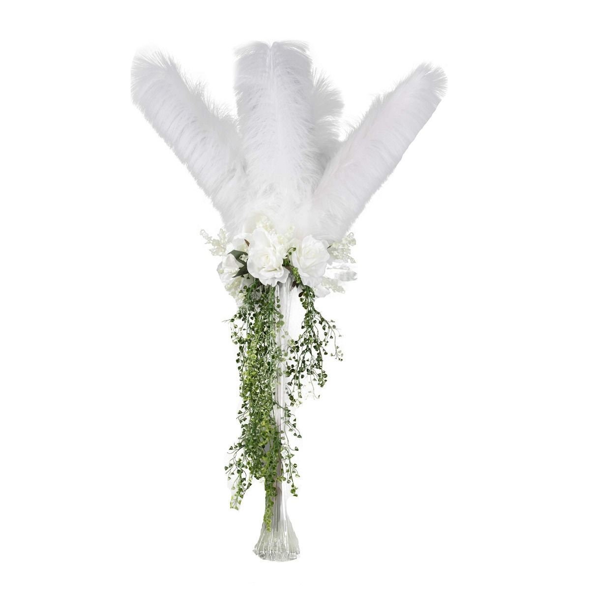 Faux Ostrich Feather Stems, White Fake Ostrich Feathers, Faux