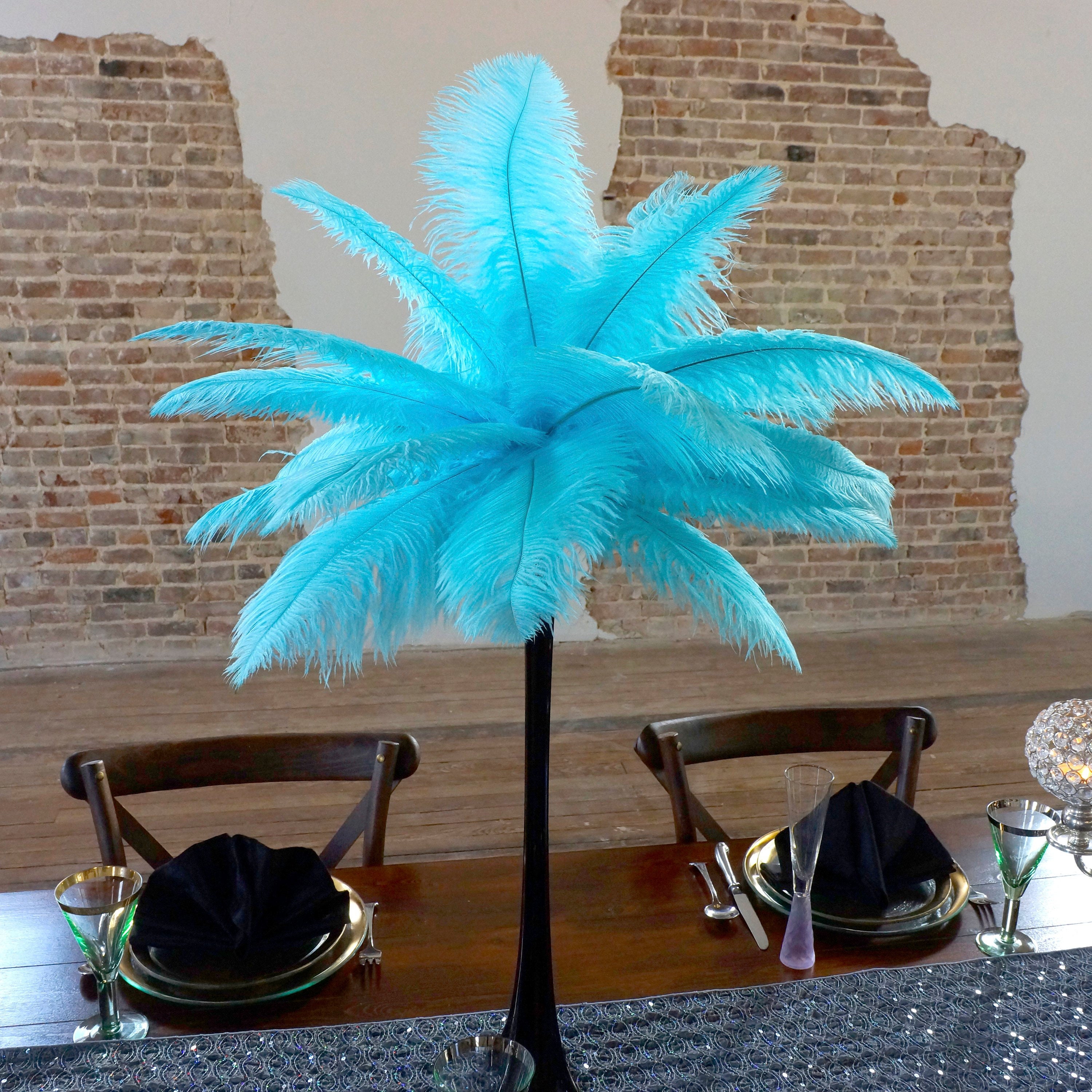 Lt Turquoise Ostrich Feather Centerpiece Sets W Eiffel