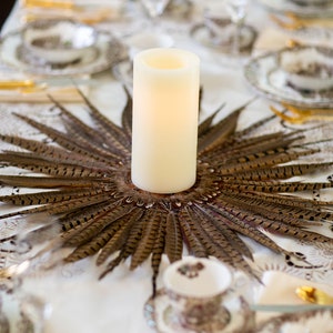 Natural Pheasant Feather Wreath, Wall Decor, Candle Ring for Thanksgiving Fall Rustic Home Decor Seasonal Wreath, Housewarming Gift  ZUCKER®