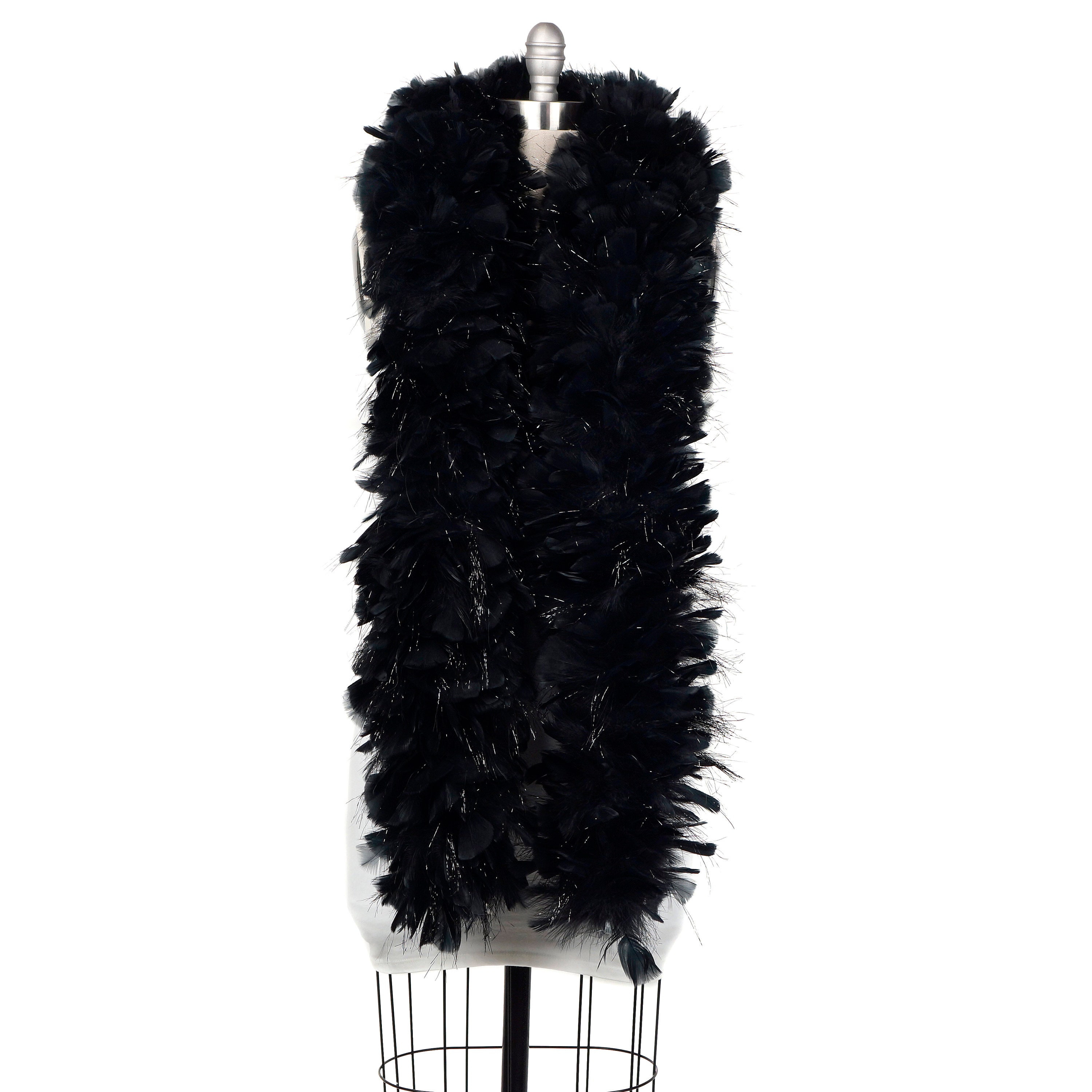 Turkey Feather Boa Large Black with Black Lurex Turkey Feather Boa