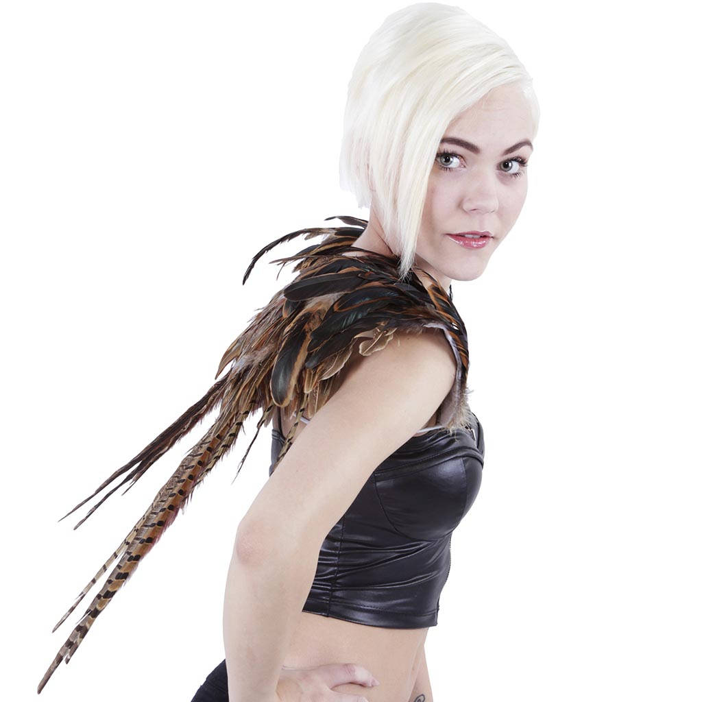 Natural Over the Shoulder Pheasant Feather Wings, Costume Feather Wing
