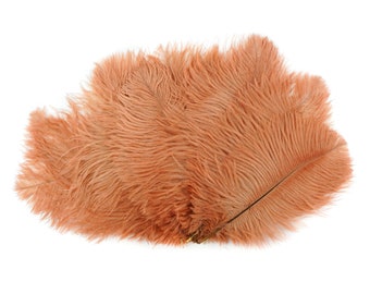 Ostrich Feathers 9-12" CINNAMON Peach, Ostrich Drabs, Centerpiece Floral Supplies, Carnival & Costume Feathers ZUCKER®Dyed and Sanitized USA