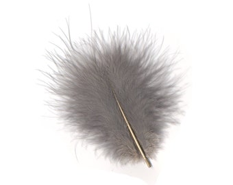 Turkey Feathers, Grey Loose Turkey Marabou Feathers, Short and Soft Fluffy Down, Craft and Fly Fishing Supply Feathers ZUCKER®