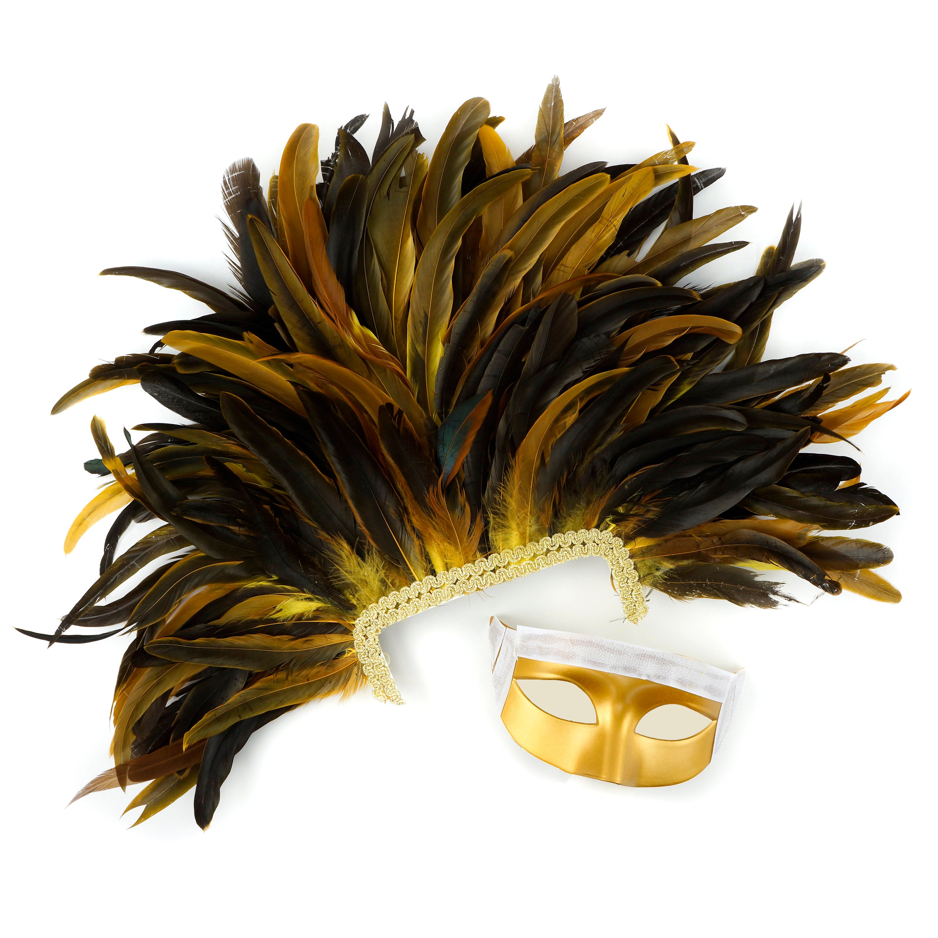 YELLOW Feather Headdress with Gold 