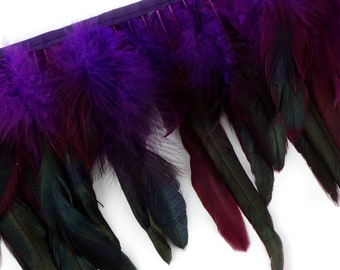 FL.LILAC 1 Yard Dyed over Half Bronze Iridescent Schlappen Feather Fringe approx 6-8 Fringe for Costume, Fashion & Millinery Design ZUCKER®