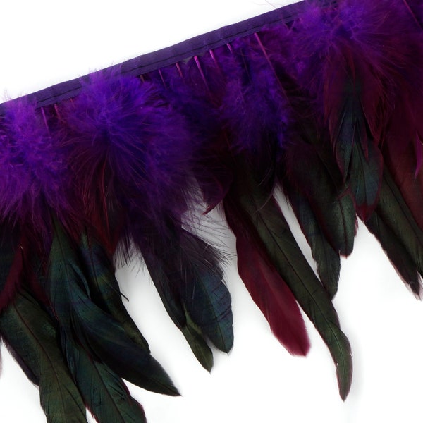 FL.LILAC 1 Yard Dyed over Half Bronze Iridescent Schlappen Feather Fringe approx 6-8 Fringe for Costume, Fashion & Millinery Design ZUCKER®