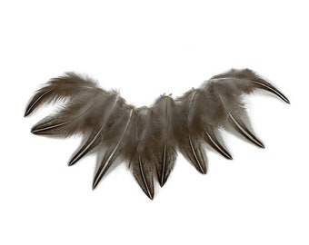 Exotic Feathers, 10 PCS Natural Black and White Jungle Cock Loose Plumage, Unique Rooster Feathers for Fly Tying & Jewelry Supply ZUCKER®