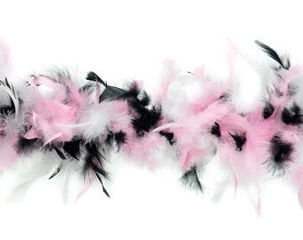 40 Gram Chandelle Feather Boa BLACK, PINK & WHITE Mix 2 Yards For Party Favors, Kids Craft, Dress Up, Dancing, Halloween, Costume Zucker®