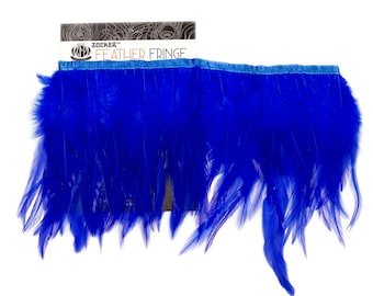 Royal Blue 6-8" Dyed Saddle Feather Fringe 1 Yard For Cultural Arts, Carnival, Costume, Fashion Design, Millinery, DIY Arts & Crafts ZUCKER®