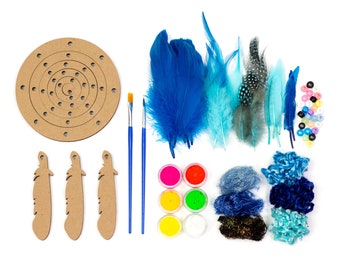 Blue DIY Dream Catcher Kit, Dreamcatcher Craft Kit, Summer Craft Kits for Kids, Educational Crafting Kit, Baby Shower Activity ZUCKER®