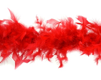 40 Gram Chandelle Feather Boa RED 2 Yards For Party Favors, Kids Crafting & Dress Up, Dancing, Wedding, Halloween, Costume ZUCKER®