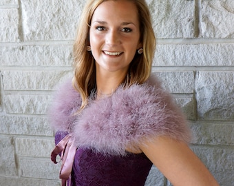 AMETHYST Marabou Feather Shawl with Satin Ties - For Prom, Bridesmaids, Weddings & all Special Events ZUCKER® Feather Place Original Designs