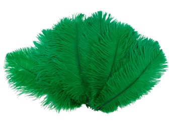 Ostrich Feathers 9-12" EMERALD Green, Ostrich Drabs, Centerpiece Floral Supplies, Carnival & Costume Feathers ZUCKER®Dyed and Sanitized USA