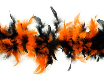 40 Gram Chandelle Feather Boa Classic BLACK & ORANGE Mix 2 Yards For Party Favors, Kids Craft, Dress Up, Dancing, Halloween, Costume Zucker®
