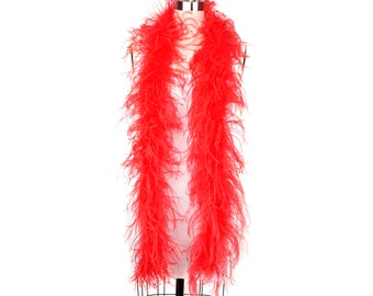 2 Ply Ostrich Feather Boa RED 2 Yards For Fashion, Accessory, Halloween, Costume Design, Dress Up, Dancing, Stage Performance ZUCKER®