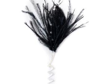 Small Decorative Black Ostrich Feather Accent for Millinery, Boutonniere and Corsage, Jewelry Design, Decor, Arts and Craft Supply ZUCKER®