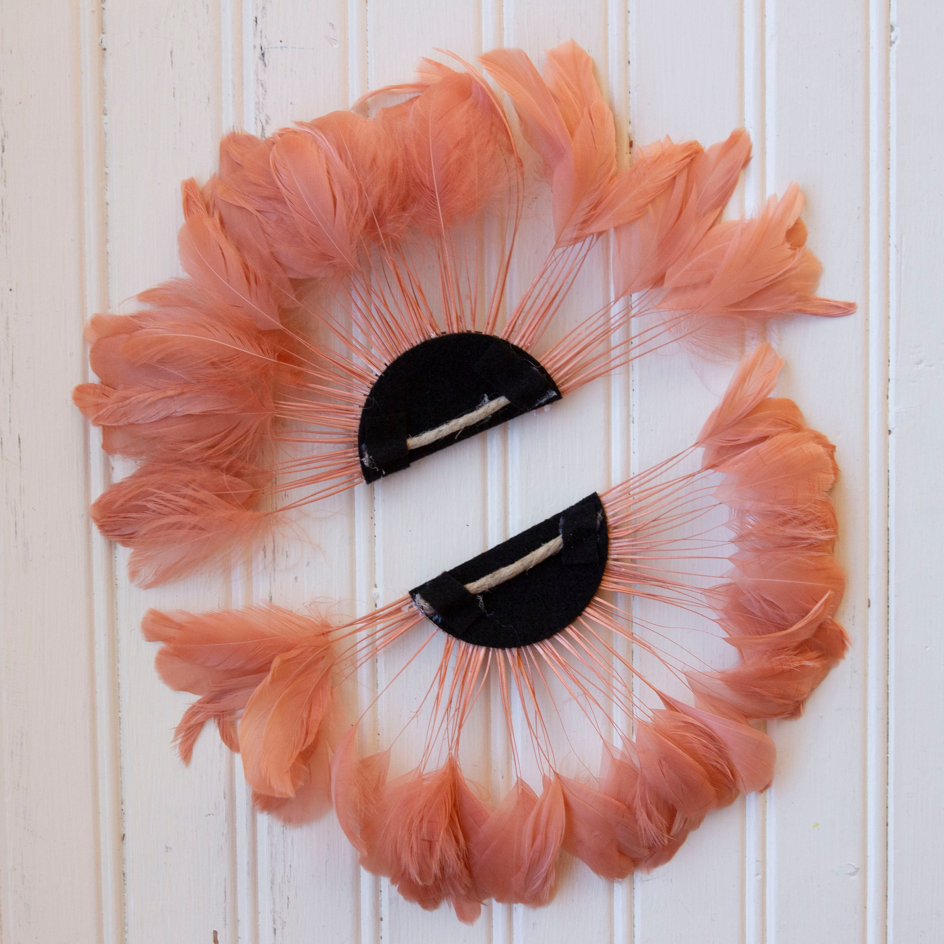 Unique Decorative Feather Wall Art Mini Half Moon Set Coral Etsy