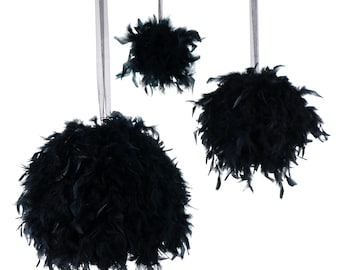 Large BLACK Decorative Chandelle Feather Pom Poms 18" - Unique Event Decor For Birthday Parties, Bridal and Baby Showers  ZUCKER®